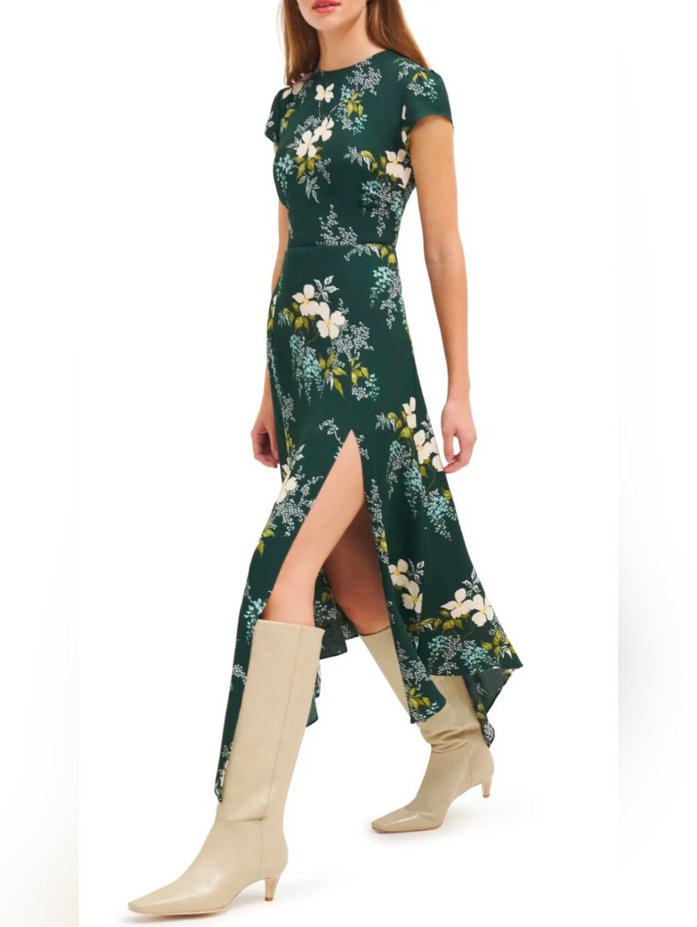Reformation Sanvi Floral Print Asymmetric Maxi Dress - Size 4